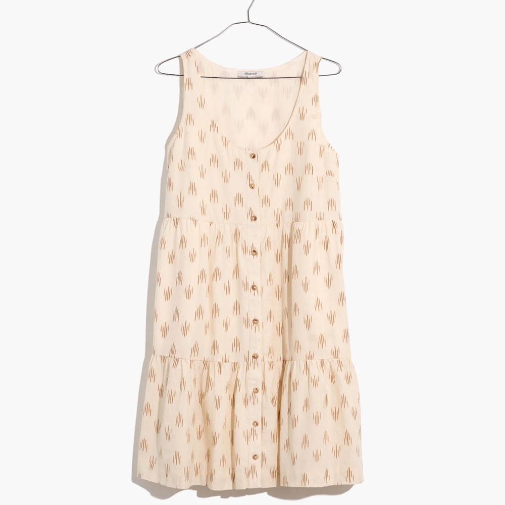 Madewell Cream and Brown Sleeveless Dress